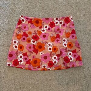 Urban Outfitters Pink & Peach Floral Mini Skirt